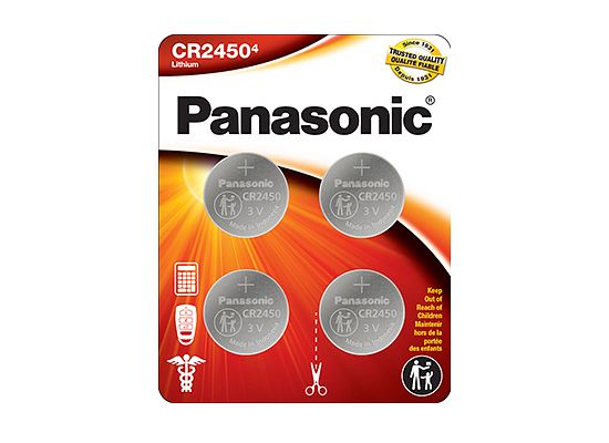 Panasonic CR2450 3.0 Volt Lithium Coin Cell Battery - 4 Pack